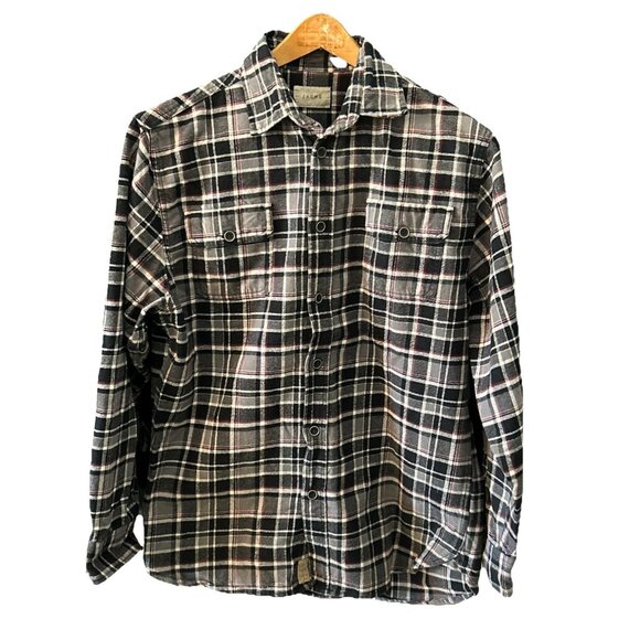 Jachs Men’s Flannel Shirt Medium Plaid Gray Black Red - Picture 1 of 7